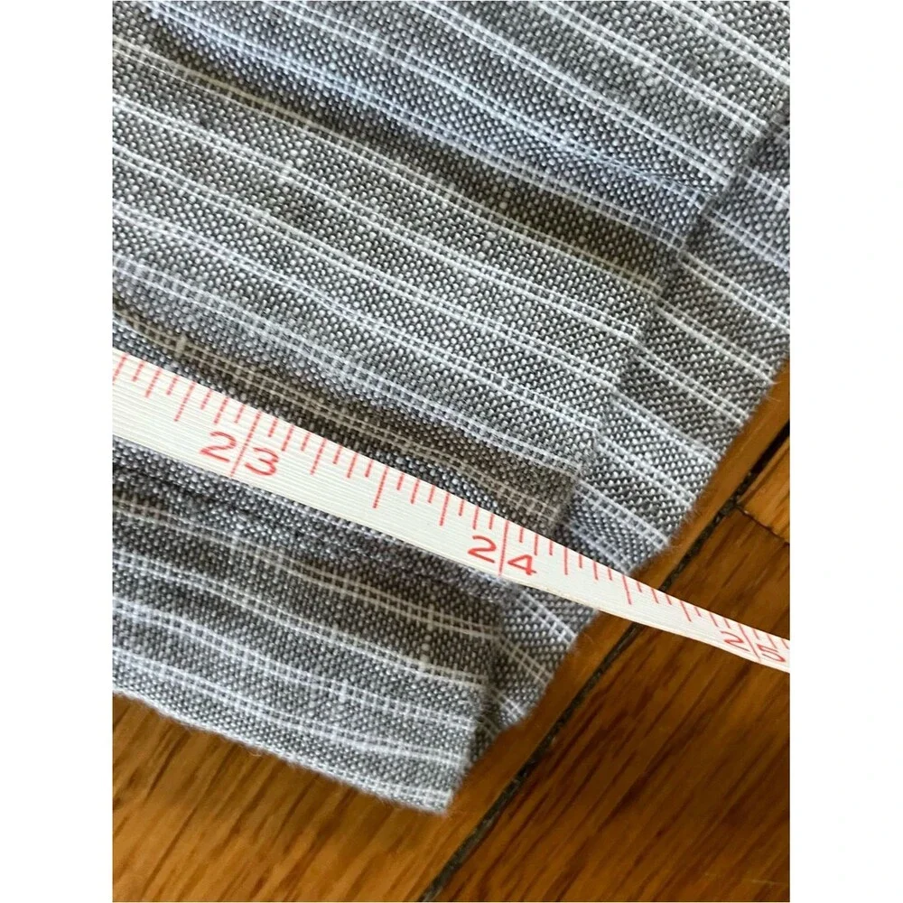 Everlane Grey Linen Pinstripe Wide Leg Crop One Piece Jumpsuit Romper 4